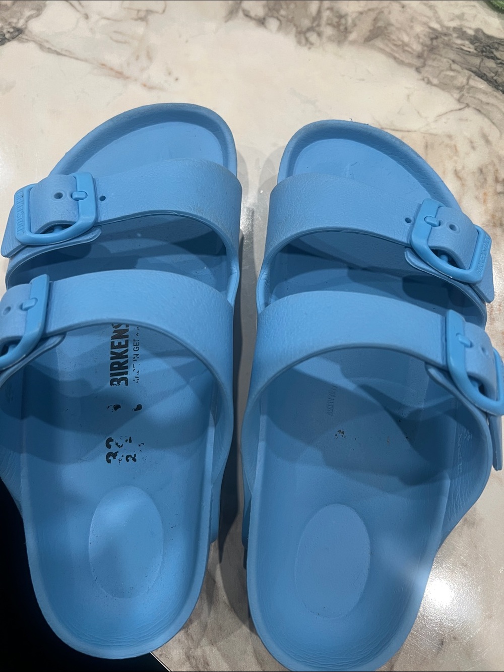 Birkenstock Light Blue Two-Strap EVA Arizona Slides